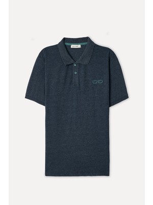 Mudo Erkek Lacivert Nakışlı Polo Yaka T-Shirt