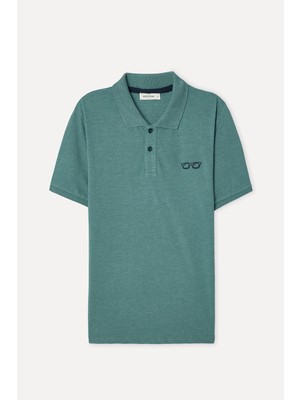 Mudo Erkek Yeşil Nakışlı Polo Yaka T-Shirt