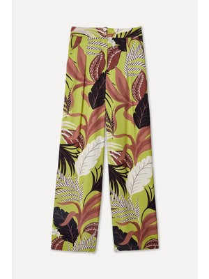 Mudo Kadın Yeşil Desenli Straight Fit Pantolon