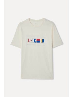 Mudo Erkek Taş Rengi Baskılı Bisiklet Yaka T-Shirt