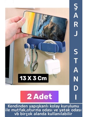 Mikasso Kendinden Yapışkanlı Mutfak Yatak Oturma Odası Dağınıklık Önleyen Çok Amaçlı Duvar Şarj Standı 2 Adt