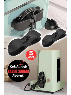 Mikasso 5 Adet Airfryer Kablo Toparlayıcı Sarma Küçük Ev Aletleri Için Pratik Kablo Sarıcı Yanmaz Yapışkanlı