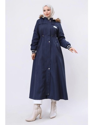 Missvalle Arma Detaylı Kapşonlu Mont Lacivert M19268