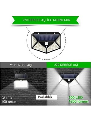 Mikasso 1 Adet Solar Güneş Enerjili Hareket Sensörlü 4 Taraflı Bahçe Garaj Ev Aydınlatma Lambası 4541848