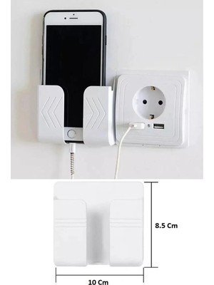 Mikasso Yapıştırmalı Telefon Kumanda Tutucu Mobil Şarj Priz Askısı ve Telefon Standı Kablo Tutucu