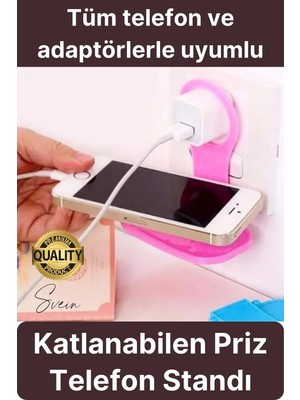 Mikasso Pratik Priz Telefon Tutucu Şarj Askısı Standı Dekoratif Katlanır Plastik Adaptör Kablo Düzenleyici