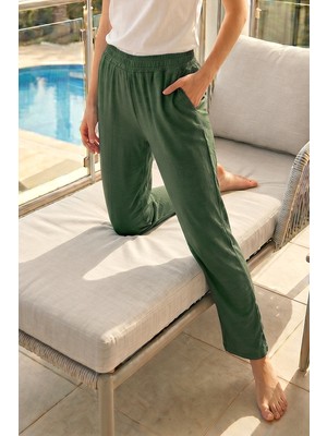 Remsa Kadın Penye Kumaş Viskon Tek Pijama Alt 09 Haki