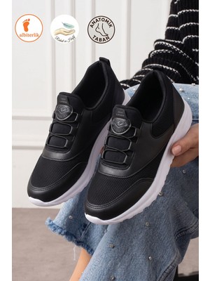 Albishoes Bağcıksız Kolay Giyim Anatomik Ultra Rahat Fileli Yazlık Kadın Anne Sneaker Spor Ayakkabı