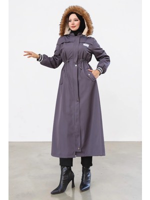 Missvalle Arma Detaylı Kapşonlu Mont Gri M19268