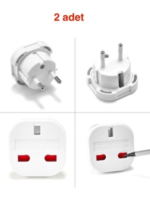 Mikasso 2 Adet Ingiliz Fiş Adaptör Çevirici Ingiliz-Türk Çevirici Priz Adaptör