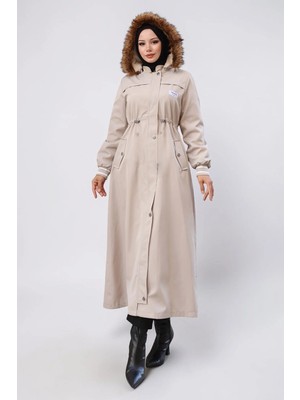 Missvalle Arma Detaylı Kapşonlu Mont Bej M19268