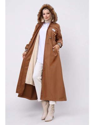 Missvalle Arma Detaylı Kapşonlu Mont Taba M19268