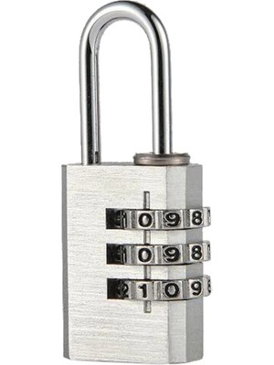 Mikasso 3 Haneli 21 mm Silver Şifreli Dolap Bagaj Çanta Kilidi Asma Kilit CIN535SLV