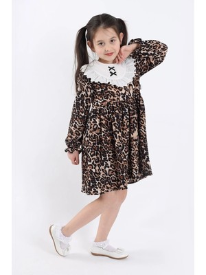 Aden Kids Kız Çocuk Fistolu Leopar Elbise