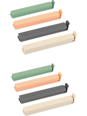 Mikasso 8’li Çok Renkli Pratik Poşet, Paket, Ambalaj, Torba, Çanta Kapatıcı Plastik Klipsi, Kilidi, Mandalı