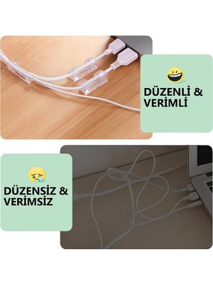 Mikasso Kablo Sabitleyici Klips Seti 20 Adet Duvar, Cam ve Fayansa Uygun Kablo Sabitleyici Uyumlu