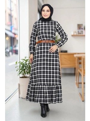 Missvalle Fırfırlı Tesettür Elbise Siyah M19165