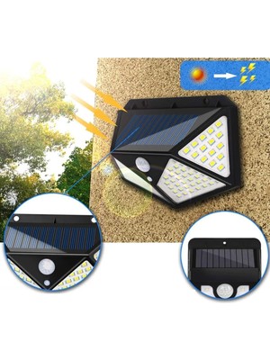 Mikasso Güneş Enerjili Lamba LED Sokak Dış Ortam Solar Bahçe Aydınlatması Su Geçirmez Sensörlü (100 Led)