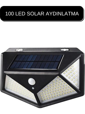 Mikasso 100 Ledli Solar Güneş Enerjili Hareket Sensörlü Bahçe Balkon Garaj Ev Aydınlatma Lambası