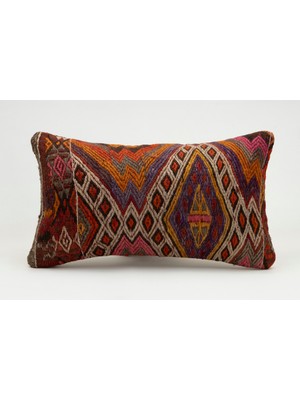 Kilim Wholesale El Yapımı Eski Kilimden Yapılmış Vintage Kırlent Kılıfı, Yün, 30X50 cm