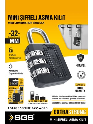 Mikasso SGS1335 Şifreli Asma Kilit 32MM Bavul Dolap Kilidi
