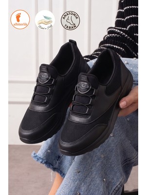 Albishoes Bağcıksız Kolay Giyim Anatomik Ultra Rahat Fileli Yazlık Kadın Anne Sneaker Spor Ayakkabı