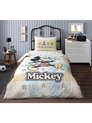 Özdilek Mickey Mouse Star Tek Kişilik Lisanslı Lastikli Fitted Çarşaf Nevresim Takımı 3028