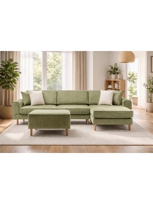 Rolivs Mokka Mini Köşe Koltuk Doğal Doku Bohem Gri – Modern Köşe Koltuk HR35 Sünger Konforlu