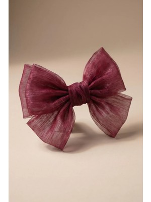 Bony Socks Çift Fiyonk Bordo Organze Tül Otomat Toka