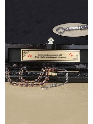 Papatya Silver 925 Ayar Gümüş Su Damlası Sıkma Kehribar Tespih Kehribar