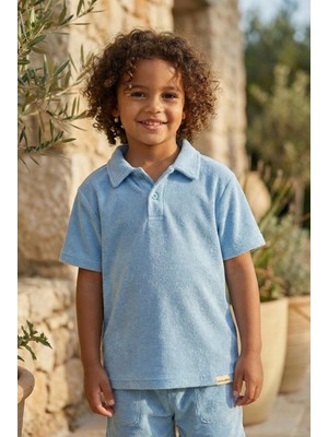 Bony Socks Çocuk Polo Yaka Havlu T-Shirt Mavi
