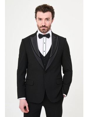 MCR Düz Slim Fit Çıkarılabilir Yaka Erkek Damatlık