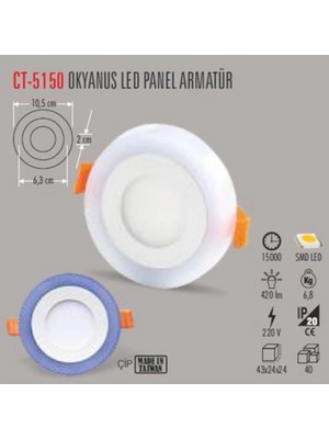 Mikasso 6W Okyanus LED Panel ( Çift Renk )