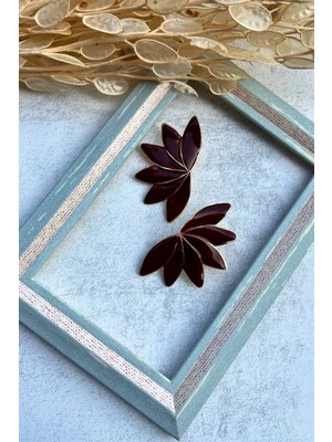 Meva Takı ve Aksesuar Bordo Yaprak Küpe I Mev’art Collection