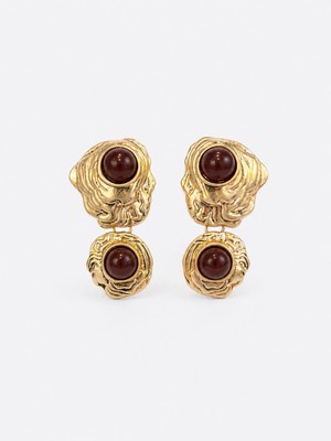 Meva Takı ve Aksesuar Vintage Dokulu Taş Detaylı Küpe I Mev'art Collection