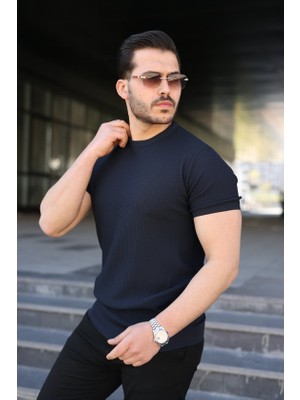 Alyn Wear Erkek Bisiklet Yaka Petek Dokulu Kısa Kollu Triko Tişört