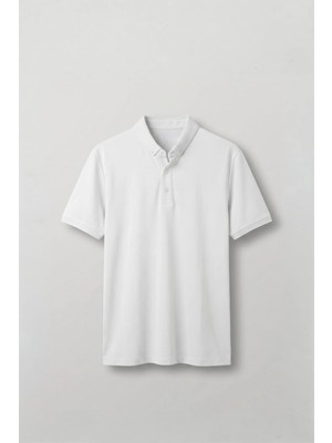 Abluka Online Erkek Slim Fit Düğmeli Triko Yaka Polo T-Shirt Beyaz