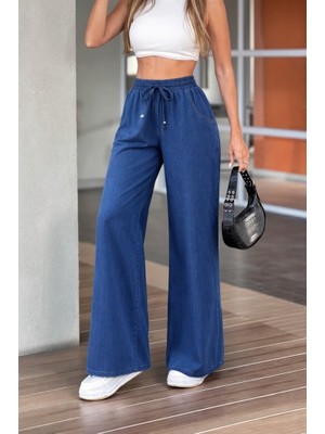 Alyn Wear Kadın Yüksek Bel Lastikli Bağcıklı Kot Pantolon