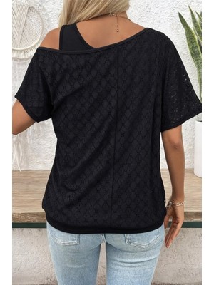 Alyn Wear Kadın Askılı Yuvarlak Yaka Viskon Atlet ve Yarasa Kollu Omuzdan Açık Dantel Bluz Ikili Takım