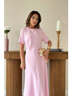 Alyn Wear Pudra Pileli Bisiklet Yaka Elbise