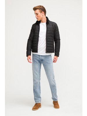 İkbal Eddy Hakiki Deri Siyah Tafta Mont Erkek 2XL Elyaflı Kabartmalı Düz Desenli