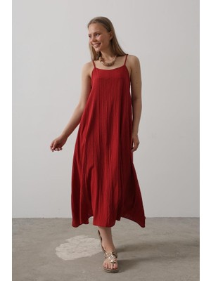 Alyn Wear Askılı Uzun Çan Elbise - Bordo