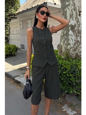 Alyn Wear Midi Şortlu ve Yelekli Viscon Takım 10167