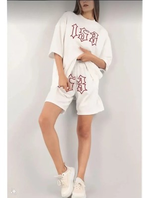 Alyn Wear Unisex Nakış Işlemeli Şort Takım - Beyaz