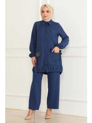 Missvalle Cep Detaylı Takım Indigo 19229