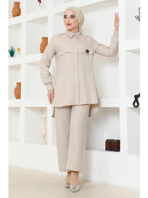 Missvalle Arması Zincirli Takım Bej 19206