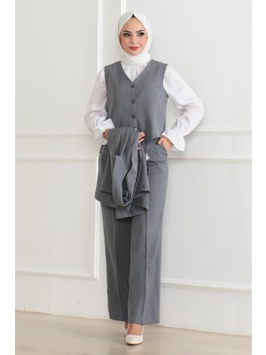 Missvalle Yelekli Üçlü Takım Gri 19222