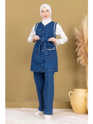 Missvalle Inci Detaylı Ikili Kot Takım Açık Mavi 19245