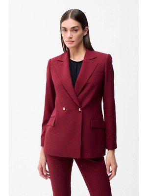 Love My Body Kruvaze Gabardin Ceket Bordo 119L8702005