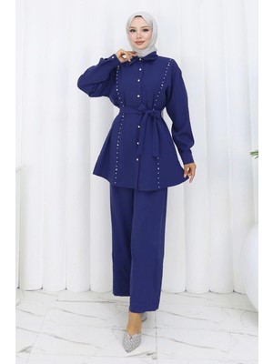 Missvalle Incili Kuşaklı Ikili Takım Indigo 19265